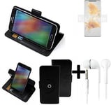 For Huawei Mate 50 Pro protective case + EARPHONES black cover bag wallet flipst