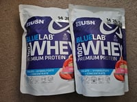2 X USN Blue Lab Whey Premium Protein- Strawberry  Flavour 476g