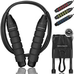 Sebba Sports - Professional Sports Jump Ropes - Réglable - Poids - Noir - Comprend Speed Rope