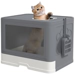 Rootz Cat kattlåda - Lock - Spade - 2 utgångar - Katt upp till 4 kg - Utdragbar låda - Plast - Grå - Vit - 48,5 X 38 X 36,5 Cm