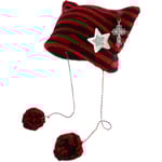 Kattmössa Söt virkad kattmössa med silverstjärna hårnål Vintage tillbehör Handgjord stickad mössa i Grunge editor one size