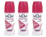 MUM Fresh Pink Rose 48H Protection Anti-Perspirant Roll On 50ml / Pack Of 3