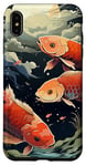 Coque pour iPhone XS Max Graphique coloré avec fleurs Koi Moon River