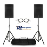 Pair of 10" PA System Speakers with Stands Mobile DJ Live Band Stage 400w RMS