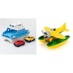 Green Toys Ferry Boat with Mini Cars Bathtub Toy, Blue/White & Seaplane, Yellow