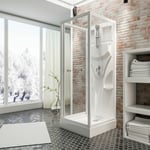 Schulte - Cabine de douche intégrale, verre de sécurité 5 mm, cabine de douche complète, blanc alpin Juist, 80 x 80 x 210 cm