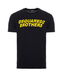 Dsquared2 Mens Brothers Fading Logo Black T-Shirt Cotton - Size X-Large