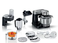 Bosch 7 in 1 Stand Mixer MUMS2VM40G 7 Speeds, dough hook, whisk, beater, blender, juicer, shredder, 900W, Black