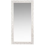 Grand miroir rectangulaire en bois de manguier sculpté blanc 90x180