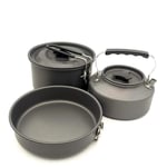 DHUMI Outdoor Tableware Classic Delicate Outdoor Picnic Cookware Aluminum Soup Pot Fry Pan Kettle Bowel Rice Scoop Brush