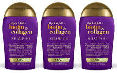 3x Ogx Thick & Full + Biotin & Collagen Mini Shampoo 88.7ml
