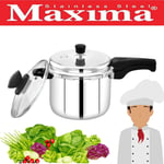 MAXIMA Cooker Pressure Stainless Steel with Glass Lid and Gas Stove Compatible