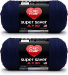 Red Heart Super Saver Lot de 2 pelotes de laine Jumbo Bleu marine