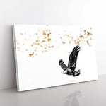 Big Box Art Bald Eagle in Flight in Abstract Canvas Wall Art Print Ready to Hang Picture, 76 x 50 cm (30 x 20 Inch), White, Beige, Black, Grey