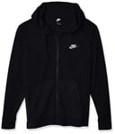 Nike M NSW Club Hoodie FZ JSY Sweat-Shirt Homme, Black/(White), FR (Taille Fabricant : XL)