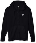Nike M NSW Club Hoodie FZ JSY Sweat-Shirt Homme, Black/(White), FR (Taille Fabricant : XL)