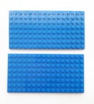 2 x LEGO 8x16 BLUE Plate Baseplate Base - 8x16 STUDS (PINS)  - Brand New