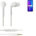 Headphones for Oppo R17 Pro headset in ear plug white