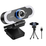 Valuetom Webcam with Microphone,1080p HD Web Camera with LED Light and Tripod Stand,Streaming PC Webcam for Skype,Zoom,Youtube,Studying and Team Conference