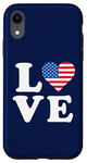 Coque pour iPhone XR Love USA Drapeau Cœur Jour de l'Indépendance 4 juillet Amérique