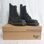 Dr Martens Black Yellow Double Stitch Boots NEW 1460 Smooth Slice 26100032 UK 4