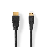 Nedis High Speed ​​HDMI ™ Kaapeli Ethernet | HDMI™ liitin | HDMI™ Mini | 4K@30Hz | 10.2 Gbps | 3.00 m | Pyöreä | PVC | Musta | Kirjekuori