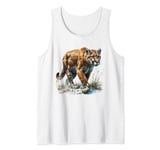 fierce mountain lion prowling, puma animal realistic cougar Tank Top