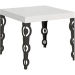 Itamoby - Table extensible 90x90/246 cm Karamay Frêne Blanc structure Anthracite