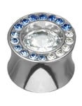 Shade Blue Circle - Piercing Plugg med Vita och Blå Stenar