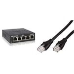 Netgear GS305-300PES Switch Ethernet Métal 5 Ports Gigabit (10/100/1000) et Abordable pour Les Entreprises et Bureaux à Domicile & Amazon Basics Câble réseau Ethernet RJ45 catégorie 6-3 m