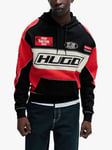 HUGO Dussels Long Sleeve Hoodie, Red/Multi