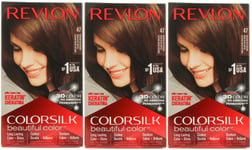 3 x Revlon Colorsilk Permanent Hair Colour - 47 Medium Rich Brown
