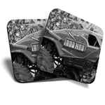2 x Coasters (BW) - Red Monster Truck Rally 4x4  #37361