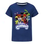 Barnens Leende Smådjur CatNap Söta Cartoon T-shirt Kortärmad Tee Unika Toppar Navy blue 130cm