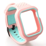 Apple Watch Series 4 40mm two tone silicone watch band - Pink / Cyan