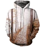 Unisex 3D Printed Hoodies,Unisex Hoodied Sweatshirt Forest Path Print White Casual Warmer Long Sleeve Drawstring Pocket Pullover Gift For Student Couple Festival,Xl