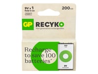 9V Blockbatteri Gp Batterier Recyko Nimh 8,4V 200 Mah 1 St