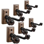 Donner Support Mural pour Guitare Acoustique Electrique, Porte Guitare Mural Noyer Noir pour basse ukulélé violon basse, Pack de 6