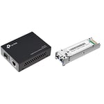 TP-Link MC220L Convertisseur RJ45 Gigabit/Module mini-GBiC SFP Multimode-Monomode/0.55-10km, Noir & TL-SM311LS Module Fibre MiniGBiC SFP Mono Mode 10Kms LC