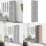 Hallgarderob grå sonoma 55x25x189 cm konstruerat trä - Klädhängare - Hatthylla - Home & Living