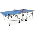 Table de ping pong outdoor bleue - table pliable avec 2 raquettes et 3 balles. pour utilisation extérieure. sport tennis de table - Bleu
