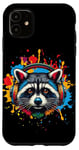 iPhone 11 Raccoon Headphones Racoon Lover Trash Panda Vibrant Colorful Case