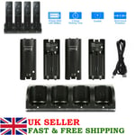 4x Battery Pack Rechargeable & Charger Dock Station For Nintendo Wii Controller