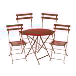 Fermob - Bistro matgrupp bord 77cm & 4 metall stolar red ochre - Matgrupper utomhus
