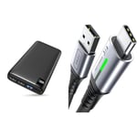 Hiluckey Portable Charger 26800mAh 22.5W USB C PD Power Bank Fast Charging QC & INIU USB C Charger Cable 2m 3.1A Type C Cable Fast Charging, Braided USB A to USB-C Phone Charger Cable USBC