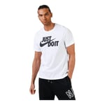 NIKE Men's Sportswear Just Do It Swoosh T shirt, White/(Black), S UK