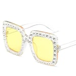 Sunglasses Ladies Diamond Crystal Pink Sunglasses For Women Big Frame Sqaure Glasses Eyewear Shades C5