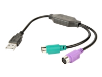 Gembird - Adapter för tangentbord/mus - USB (hane) till PS/2 (hona) - 30 cm - svart