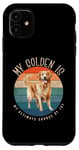 Coque pour iPhone 11 Mon chien doré est ma source ultime de joie Retro Sunset