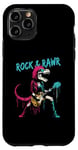 Coque pour iPhone 11 Pro Rock & Rawr T-Rex – Jeu de mots drôle Rock 'n Roll Dinosaure Rockstar